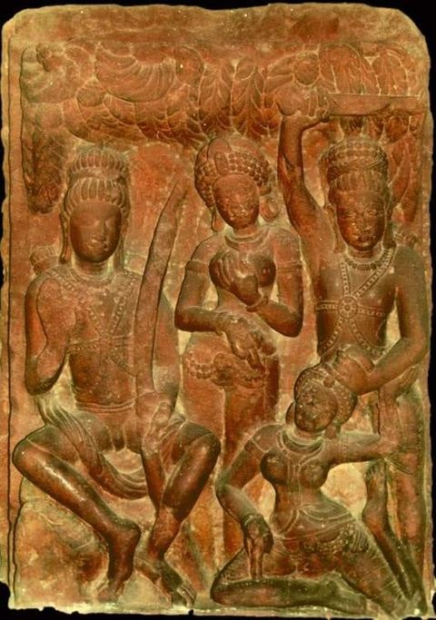 A carved relief of figures from the Ramayana