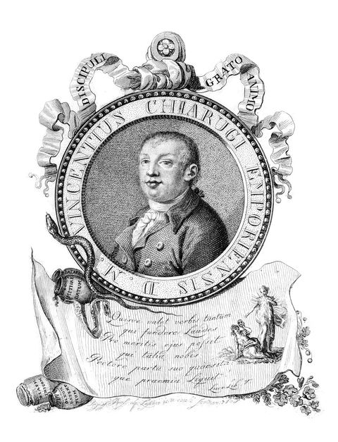 An engraved portrait of the physician Vincenzo Chiarugi